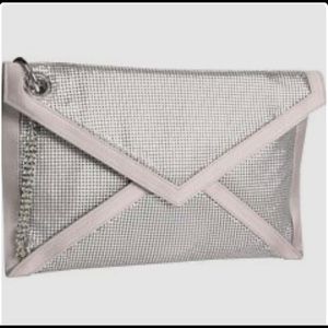 BCBGMAXAZRIA Metal Mesh Oversized Wristlet clutch
